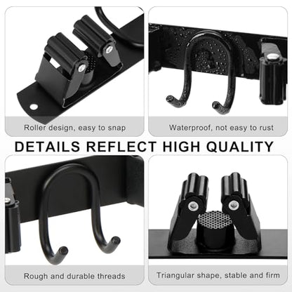 Broom Holder Wall Mount (Black-1 Pack)