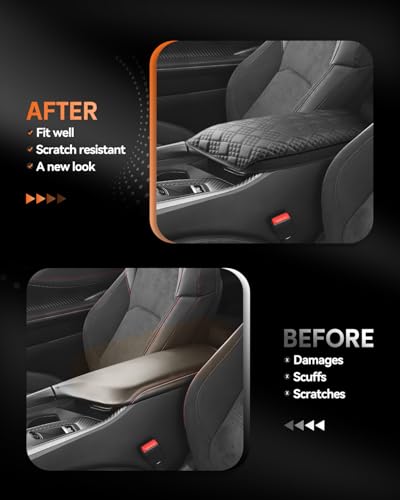 for 2024 2025 2026 Dodge Charger Daytona Center Console Cover Armrest Box Cover for Charger Daytona (Charger Daytona Thickened Black Leather Square)