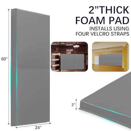 60" 72" High Gym Wall Padding 2" (LIGHT GREY / 60" x 24" x 2")