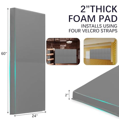 60" 72" High Gym Wall Padding 2" (LIGHT GREY / 60" x 24" x 2")