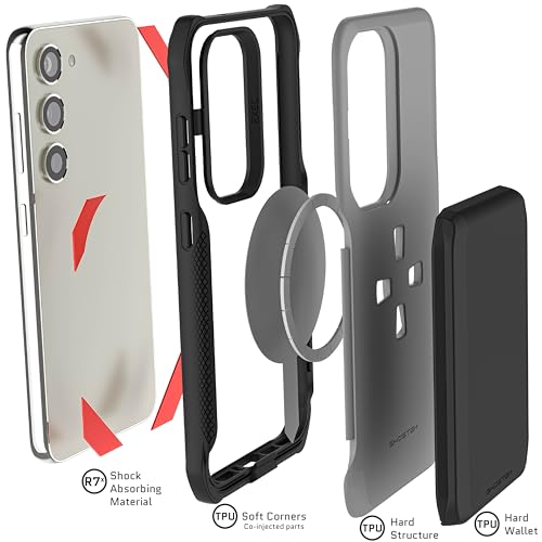 EXEC Wallet Galaxy S23 Case with Detachable Magnetic Credit Card Holder Supports Wireless Charging Premium Shockproof Protective Phone Cover Designed for 2023 Samsung Galaxy S23 (Galaxy S23 / Gray)