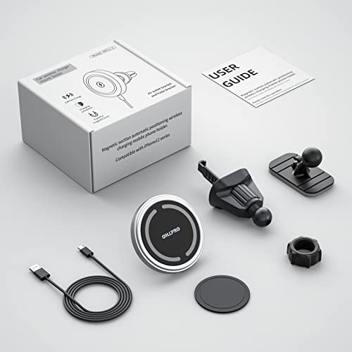 for MagSafe Car Mount Charger iPhone Wireless Car Charger (Silver)