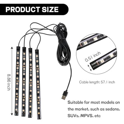 Car LED Strip Light (48 LED,USB / pink purple)