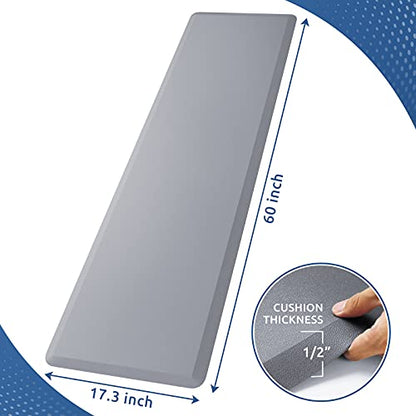 Kitchen Mat Cushioned Anti Fatigue Rug Standing and Comfort Floor Mats (Grey / 60"L x 17.3"W x 0.5"Th)