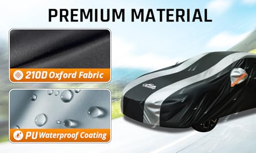 Car Covers for Automobiles All Weather Waterproof with Silver Stripe Design (1-C3 Fit Sedan Length 186-193 inch)