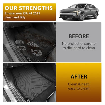 Floor Mats for KIA K4 2025 2026 2027 All Weather 3D TPE Anti