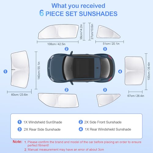6pcs Car Window Shades for Volkswagen VW Beetle 2012 (for Volkswagen VW Beetle2012-2019)