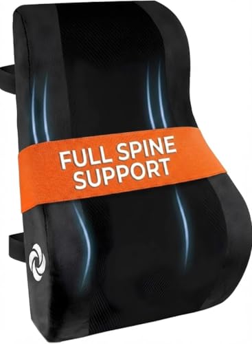 Lumbar Support Pillow Mid and Lower Back with Cooling (Black With Cooling Gel)