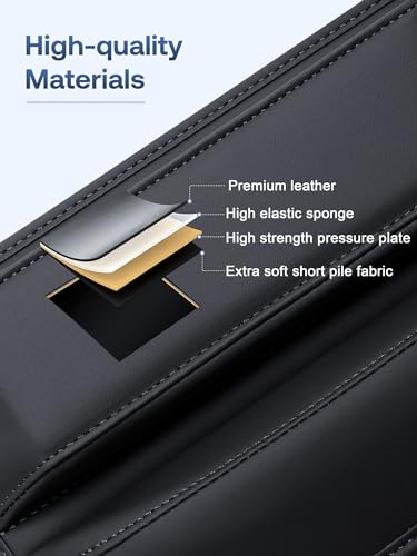 Premium Leather Car Seat Gap Filler Organizer (01 Black, 1 Pack)