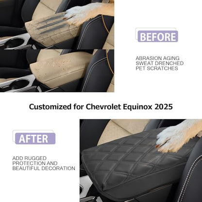Center Console Cover Compatible with 2025 2026 Equinox Accessories Armrest Cover Center Console Pad 2025 2026 Equinox LT (2025 2026 Equinox Thick Black C)