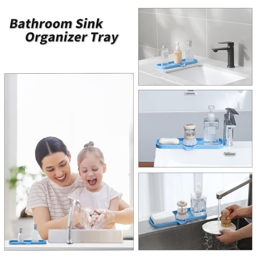 Silicone Soap Dish with Drain Spout (Light Blue / L(12"×4"))