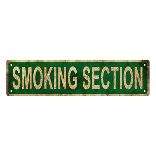 SMOKING SECTION SPACE Metal Tin Street Sign Bar Cafe Garage Cave Home Room Wall Bathroom Farmhouse Garden Porch Patio Decor (SMOKING SECTION)