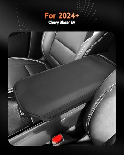 for Chevrolet Blazer EV 2024 2025 2026 Center Console Cover Armrest Box Cover for Chevy Blazer EV (Blazer EV 2024-2026 Thin Black leather)