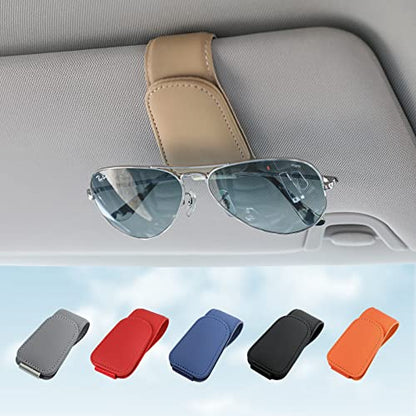 Sunglass Holder for Car Sun Visor Sunglasses Clip Car accessories (Beige)