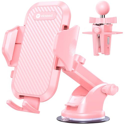 Stable Car Phone Holder [Upgraded Strongest Suction (Hot Pink)