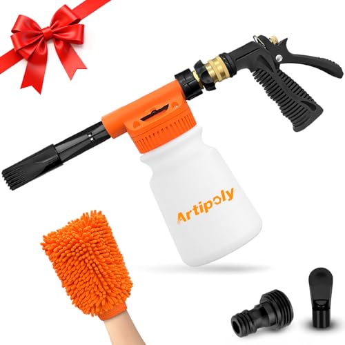 Upgraded Car Wash Foam Gun + Microfiber Wash Mitt (Orange)