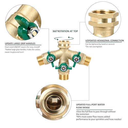 Full Flow 3 Way Garden Hose Splitter (3-Way)
