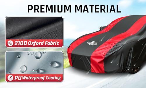 Full Exterior Covers with Red Stripe Design for Compact Sedan (Universal Fit - 1-C2 Sedan Length 179-185 inch)