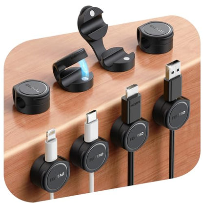 8 Pack Silicone Cord Organizer Magnetic Cable Clips (Black)