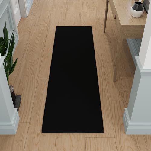 3x8 Rug Runners for Hallways (Solid Black)