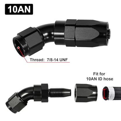 10AN 45 Degree One Piece Full Flow Hose End Fitting Swivel for CPE Braided Hose (10AN / 45 Degree)