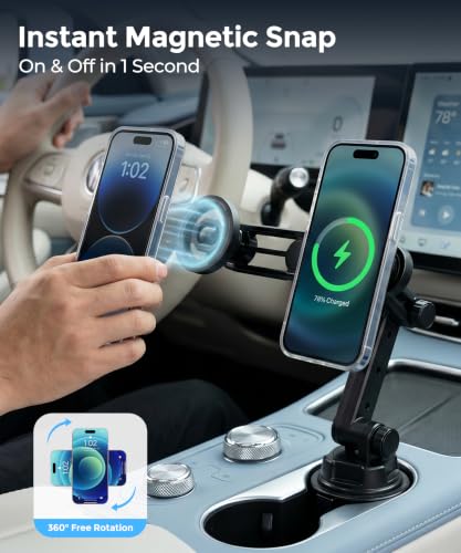 Qi2.2 25W Dual MagSafe Cup Holder Car Charger for iPhone 12 (Magsafe & Charger)