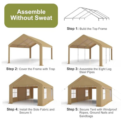 Heavy Duty Carport (Yellow / 10X20FT)