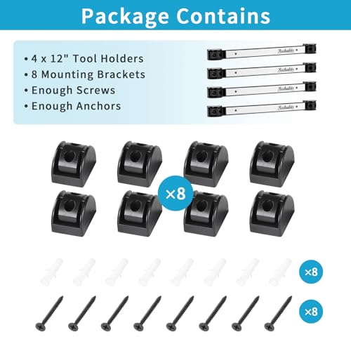 4 Pieces 12" Magnetic Tool Holder Strip (Silver 4PC / 12")