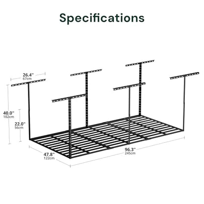4x8 Garage Storage Overhead Rack Organization (Hammertone Black / 4*8 FT - 2 Pcs)