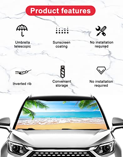 Tropical Palm Beach Car Windshield Umbrella (One Size / Tropical Palm Beach)
