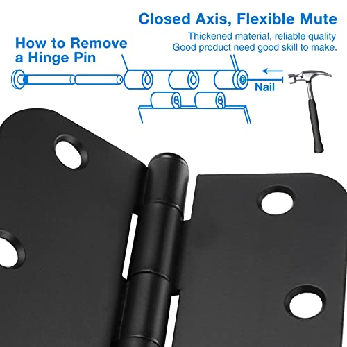 18 Pack Matte Black Door Hinges 4 Inch 5 (Matte Black-4 in / 18 Pack)