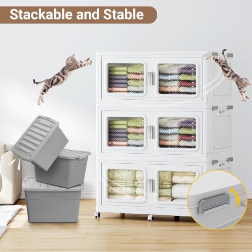 220 Qt Extra Large Stackable Storage Bin with Lid (White / 220QT-1pack)