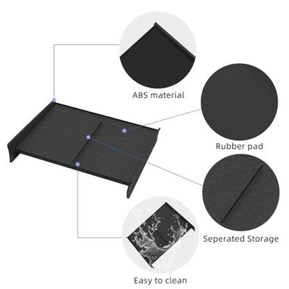 Center Console Organizer for Toyota RAV4 2026 Central Control Storage Box Insert Tray ABS and PVC Interior Auto Accessories Black 2PCS (26RAV4 Center Box)