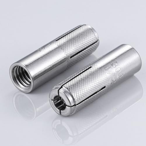 100 pcs) 5/16"-18 Premium Stainless Steel Drop in Anchors Assortment, Knurled Drop-in-Anchor for Solid Concrete, Internal Forced Expansion Screw Bolts (5/16"-18 / SS)