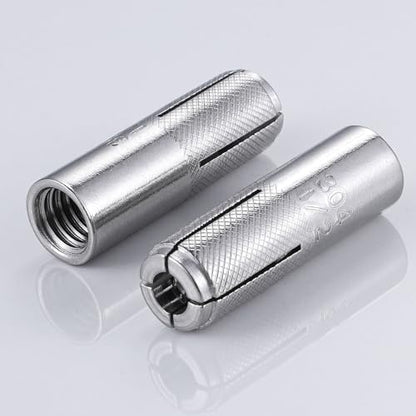 20 pcs) 5/16"-18 Premium Stainless Steel Drop in Anchors Assortment, Knurled Drop-in-Anchor for Solid Concrete, Internal Forced Expansion Screw Bolts (5/16"-18 / SS)