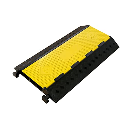 Rubber Cable Ramp 3 Channel Drive Over Hose Cable Protector Outdoor 22000Lbs Load Capacity Wires Power Lines Extension Cord Cover Traffic Speed Bump 1 Pack (22000Lbs-3Channel 1Pack)