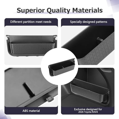 Trunk Side Pocket Storage Box Compatible with 2026 RAV 4 Accessories Armrest Console Secondary Storage Box Insert Tray Trunk Organizer ABS Material Black