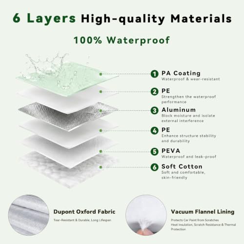 6 Layers Premium SUV Car Cover Waterproof All Weather Weatherproof UV Sun Protection Snow Dust Storm Resistant Outdoor Exterior Custom Form (Silver Car Cover / K8 - SUV -（Fits size 188"-200"）)