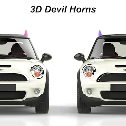 Car 3D Devil Horns Sticker (Fashion Pink)