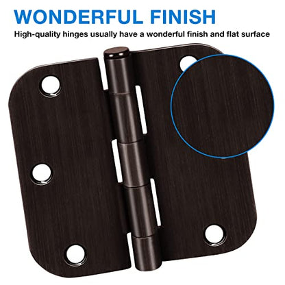 Rounded Door Hinges 3.5" x 3 1 (Oil Rubbed Bronze-Rounded / 18 Pack)
