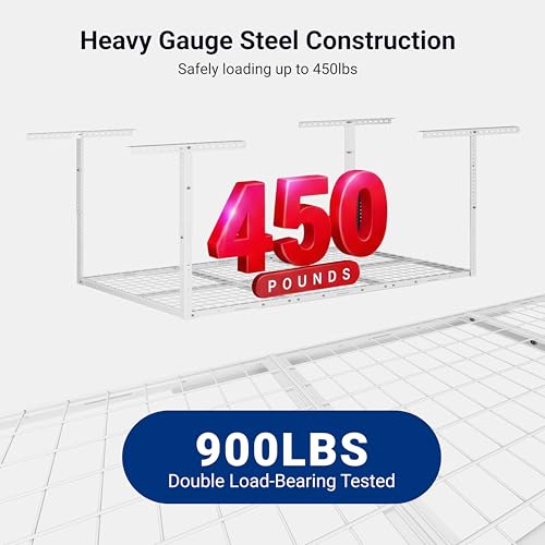 3x6 Overhead Garage Ceiling Storage Rack (White / 3x6 ft)