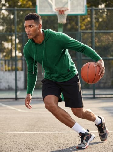 Mens Fashion Athletic Hoodies Sport Sweatshirt Solid Color Fleece Pullover Dark Green XX (XX-Large / Dark Green)