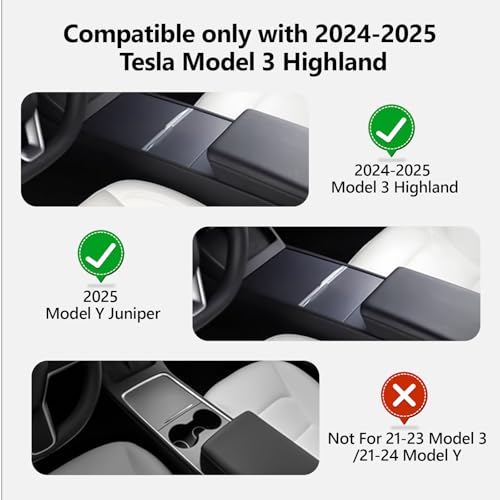 5pcs Center Console Organizer Tray for Tesla Model 3 Highland Model Y Juniper Model Y L 2025 2026 Accessories Storage Tray Armrest Tray Insert Cup Holder Hidden Compartment Storage (Juniper & Highland (Style 1))