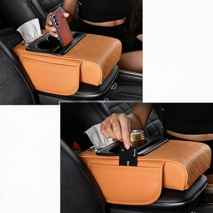 Automotive Armrests Car Console Organizer and Console Cover (Black + Red)