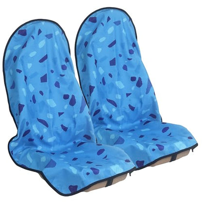 Car Seat Cover Protector Front Seats (2Pcs Front Seat Towel / Blue Marbling)