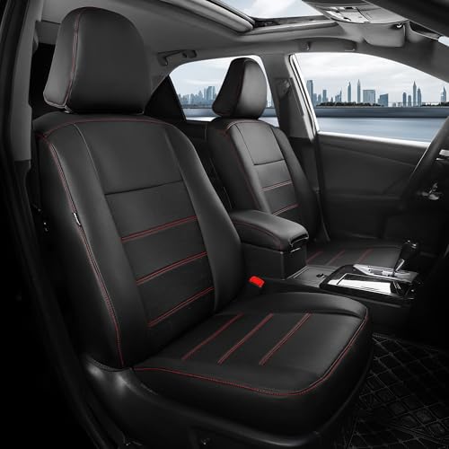 Custom Seat Covers for Toyota Camry 2012 (Black With Red Trim / 2012-2017 Camry L LE XLE)