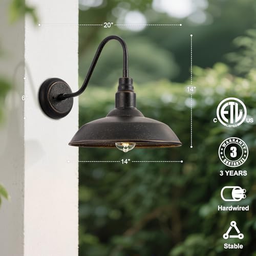 14in Outdoor Gooseneck Barn Light for Farmhouse (Bronze / 14" Dome)