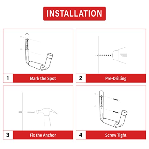 POETISKE Utility Hooks Ladder Hooks with 9.8'' Jumbo Arm Garage Storage Organizer Hang Folding Chair Bike Ski Tool Heavy Duty 4PC