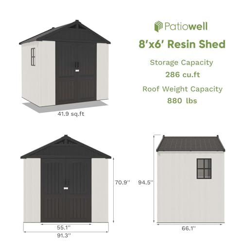 8x6 FT Plastic Outdoor Storage Shed with Floor (Beige / 8 X 6 FT)