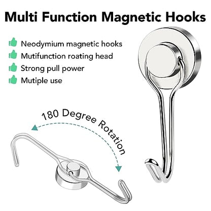 Magnetic Hooks 28 Pack 40Lbs Heavy Duty Neodymium Magnet Hook (Silver / 0.78×1.89 in)